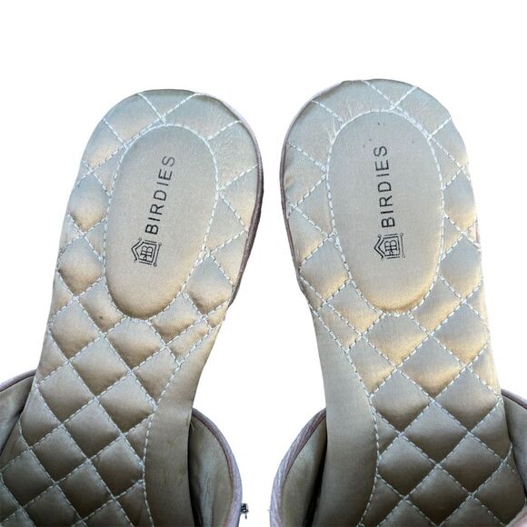 Birdies The SongBird Pink Velvet Mule Slippers Size 6.5 Crystal Embellished - Picture 3 of 11